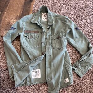 ARITZIA TNA Women’s XS Olive Button-Up Military Jacket EUC